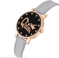 Fashionable Black Dial Genuine Leather Analog Watch For Women-thumb2