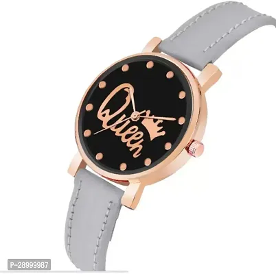 Fashionable Black Dial Genuine Leather Analog Watch For Women-thumb3