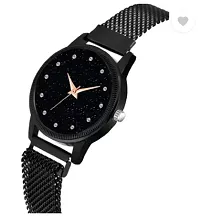 Fashionable Black Dial Metal Analog Watch For Women-thumb1