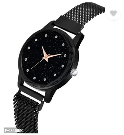 Fashionable Black Dial Metal Analog Watch For Women-thumb2