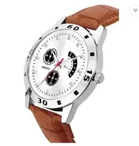 Stylish Genuine Leather White Analog Watch For Men-thumb1