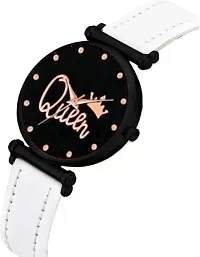 Fashionable Black Dial Genuine Leather Analog Watch For Women-thumb1