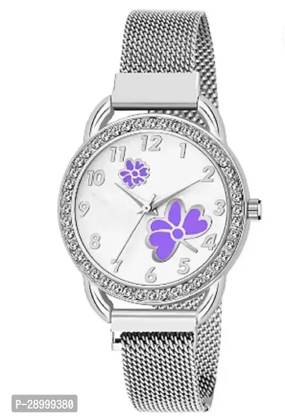 Fashionable White Dial Metal Analog Watch For Women-thumb0