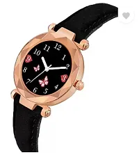 Fashionable Black Dial Genuine Leather Analog Watch For Women-thumb3