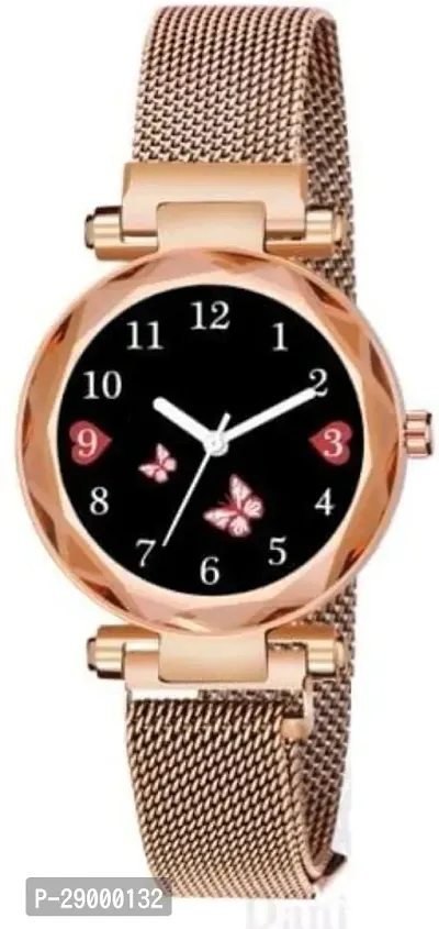 Fashionable Black Dial Metal Analog Watch For Women-thumb2