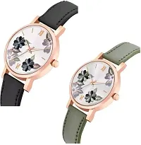 Stylish Genuine Leather White Dial Analog Watches Combo Pack Of 2-thumb1