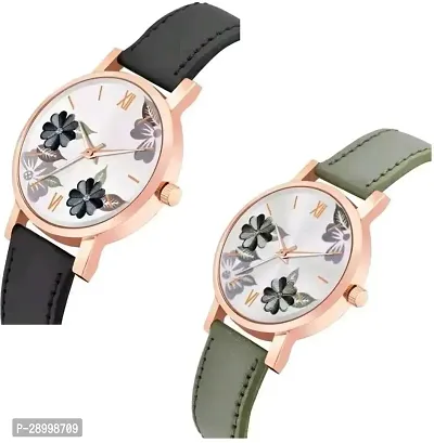 Stylish Genuine Leather White Dial Analog Watches Combo Pack Of 2-thumb2