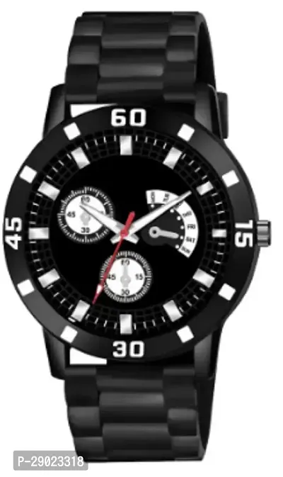 Stylish Black PU Analog Watches For Men-thumb0