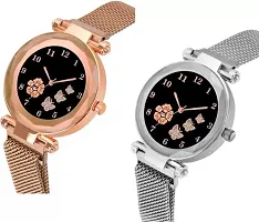 Stylish Metal Black Dial Analog Watches Combo Pack Of 2-thumb1