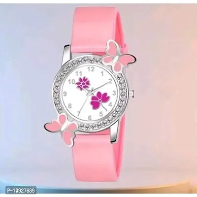 Stylish Pink PU Analog Watches For Women And Girls