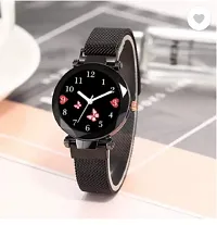 Fashionable Black Dial Metal Analog Watch For Women-thumb1