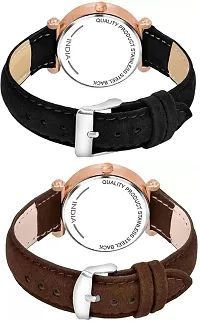 Stylish Genuine Leather Black Dial Analog Watches Combo Pack Of 2-thumb2