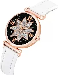 Fashionable Black Dial Genuine Leather Analog Watch For Women-thumb2