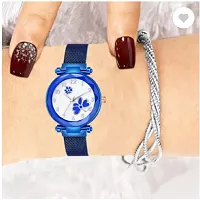 Fashionable White Dial Metal Analog Watch For Women-thumb2