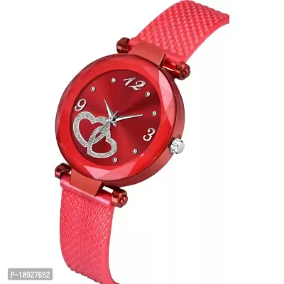 Stylish Red PU Analog Watches For Women And Girls-thumb3