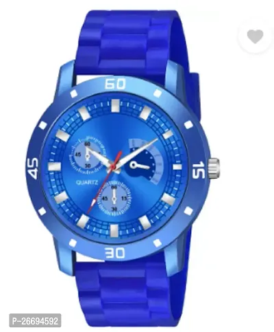 Stylish PU Blue Analog Watch For Men-thumb0