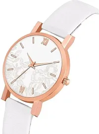 Fashionable White Dial Genuine Leather Analog Watch For Women-thumb2