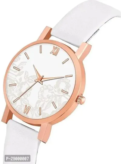 Fashionable White Dial Genuine Leather Analog Watch For Women-thumb3