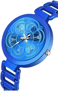 Fashionable Blue Dial Metal Analog Watch For Women-thumb1