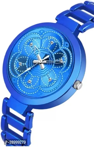 Fashionable Blue Dial Metal Analog Watch For Women-thumb2