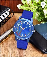 Stylish Blue PU Analog Watches For Men-thumb1