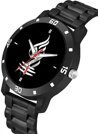 Stylish PU Black Analog Watch For Men-thumb2