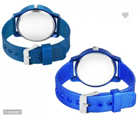 Modern Blue PU Analog Watches For Couple Pack Of 2-thumb3