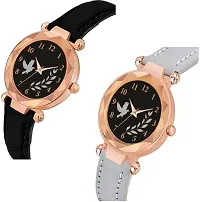 Stylish Genuine Leather Black Dial Analog Watches Combo Pack Of 2-thumb1