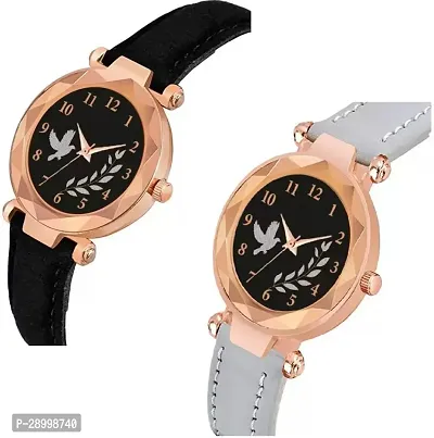 Stylish Genuine Leather Black Dial Analog Watches Combo Pack Of 2-thumb2