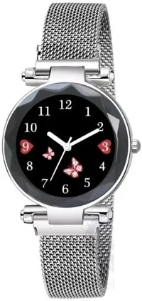 Fashionable Black Dial Metal Analog Watch For Women-thumb1