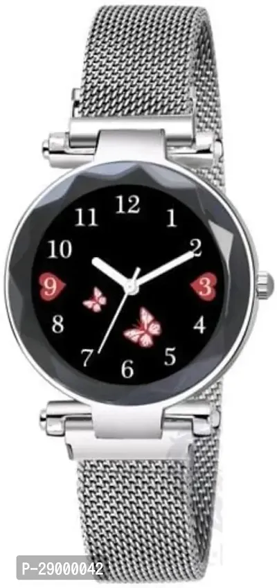 Fashionable Black Dial Metal Analog Watch For Women-thumb2