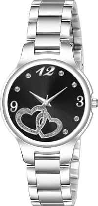 Fashionable Black Dial Metal Analog Watch For Women-thumb2