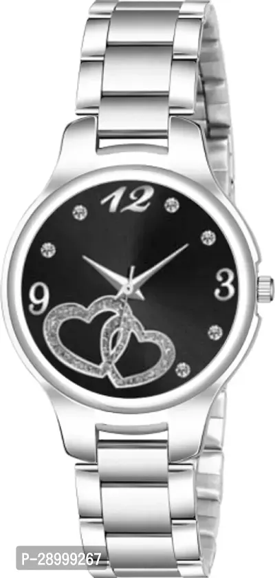 Fashionable Black Dial Metal Analog Watch For Women-thumb3