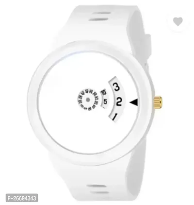 Stylish PU White Analog Watch For Men-thumb0