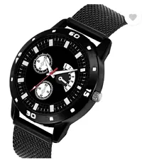 Stylish Black PU Analog Watches For Men-thumb2