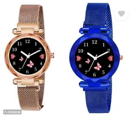 Stylish Metal Black Dial Analog Watches Combo Pack Of 2