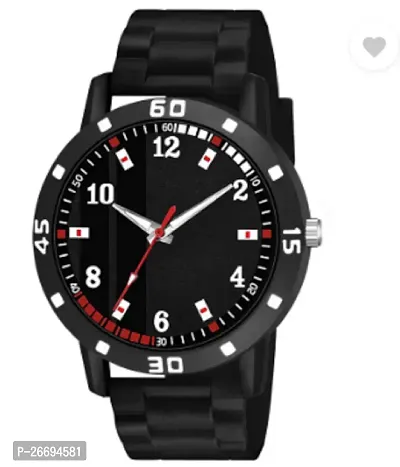 Stylish PU Black Analog Watch For Men-thumb0