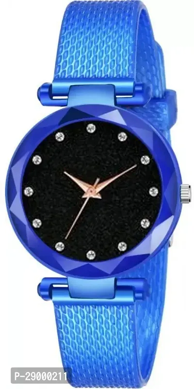 Fashionable Black Dial PU Analog Watch For Women-thumb2