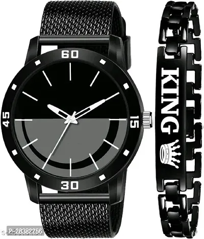 Stylish PU Analog Watch With Bracelet For Men