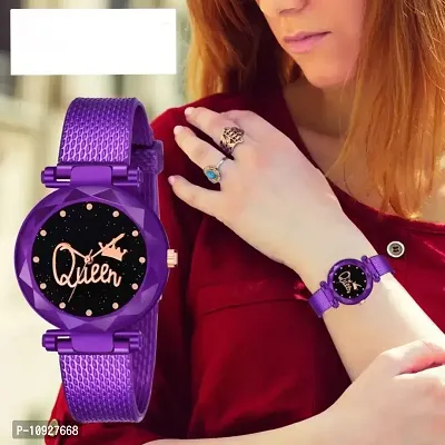 Stylish Purple PU Analog Watches For Women And Girls-thumb0