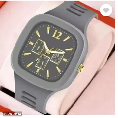 Stylish Grey PU Analog Watches For Men-thumb0