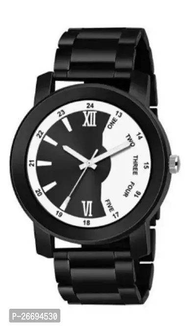 Stylish PU Black Analog Watch For Men-thumb0