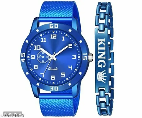 Stylish PU Analog Watch With Bracelet For Men-thumb0