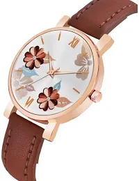 Fashionable Brown Dial Genuine Leather Analog Watch For Women-thumb2