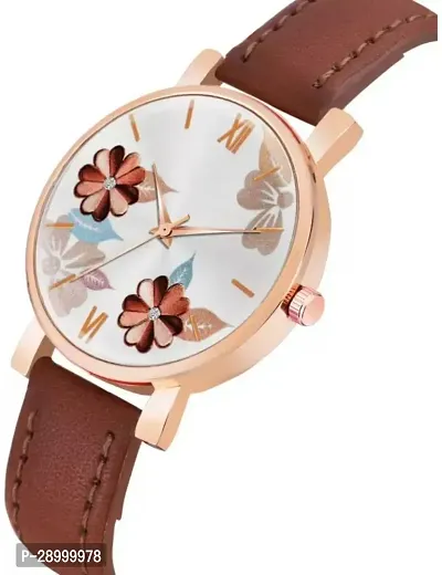 Fashionable Brown Dial Genuine Leather Analog Watch For Women-thumb3