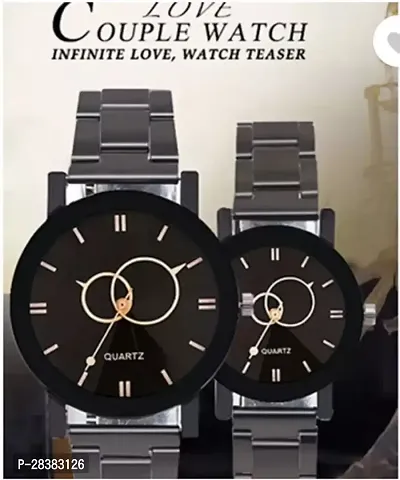 Modern Black Metal Analog Watches For Couple Pack Of 2-thumb3