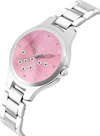 Fashionable Pink Dial Metal Analog Watch For Women-thumb1