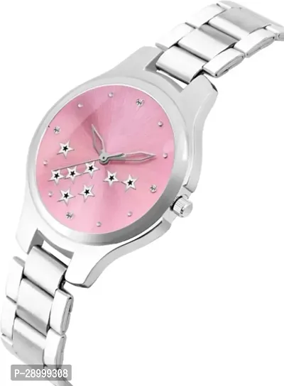 Fashionable Pink Dial Metal Analog Watch For Women-thumb2