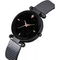 Stylish Black PU Analog Watches For Women And Girls-thumb2