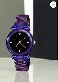 Fashionable Black Dial Metal Analog Watch For Women-thumb2